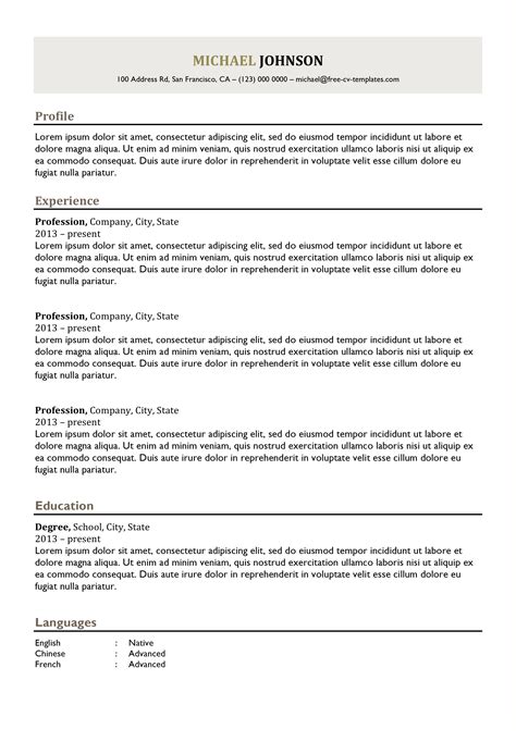 Description of Traditional Resume Formats