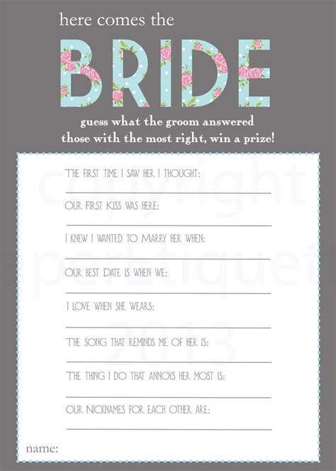 Types of Bridal Shower Printables