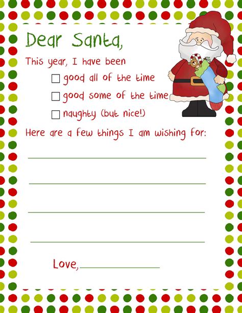 Types of Dear Santa Templates Image