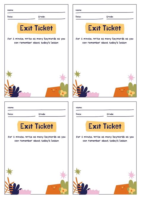 Types of editable exit tickets