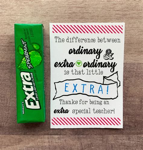 Types of Extra Gum Teacher Appreciation Printable