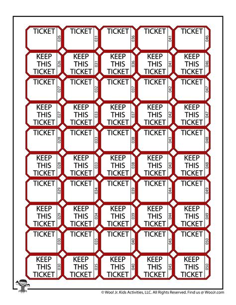 Types of Free Raffle Tickets Printable