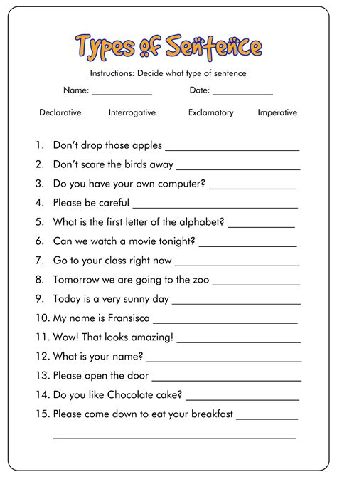 Types of Free Worksheets