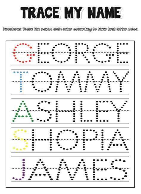 Different Types of Name Tracing Printables