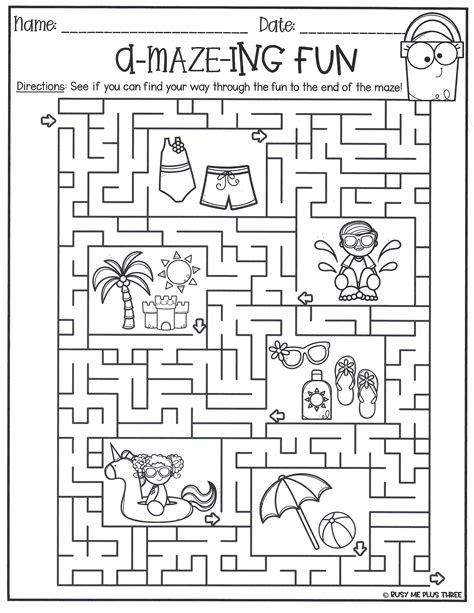 Types of Summer Maze Printables