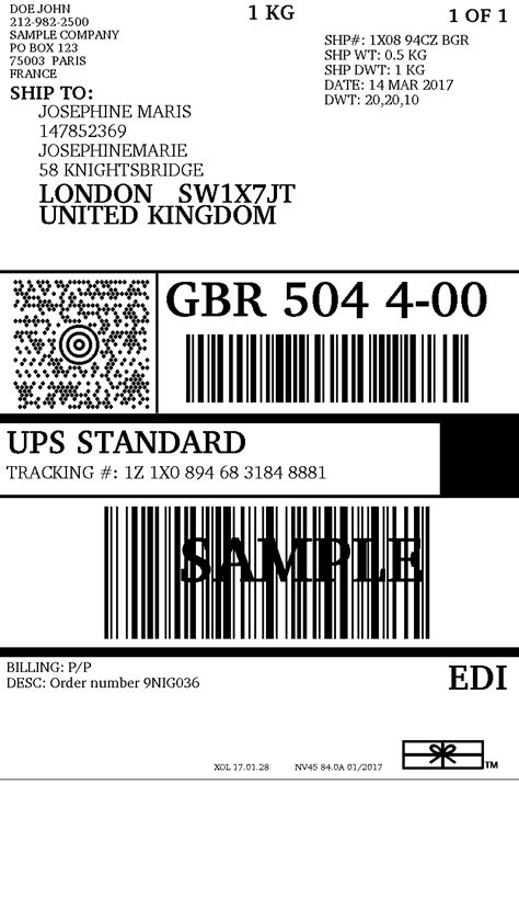 UPS Shipping Label Template