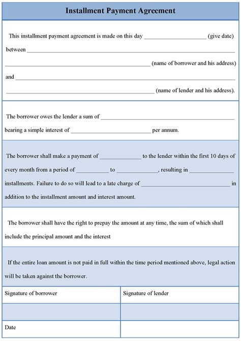 Understanding RV Installment Payment Contract Templates