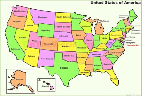 United States Map Labeled Printable