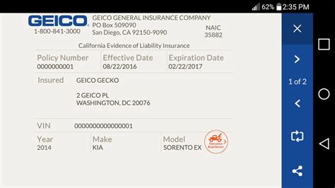 Description of Using Geico Insurance Card