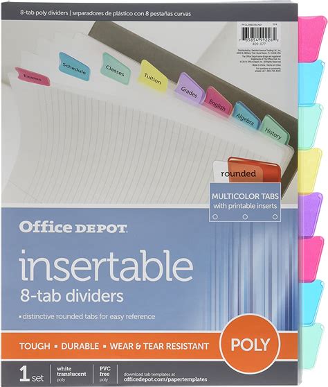 Using Office Depot 8 Tab Dividers