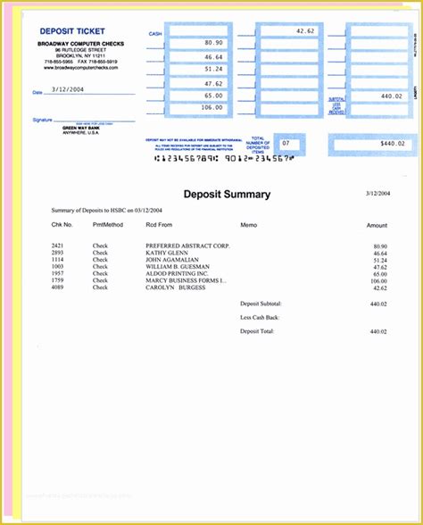 Using QuickBooks Deposit Slip Template