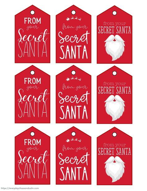 Using Secret Santa Printables