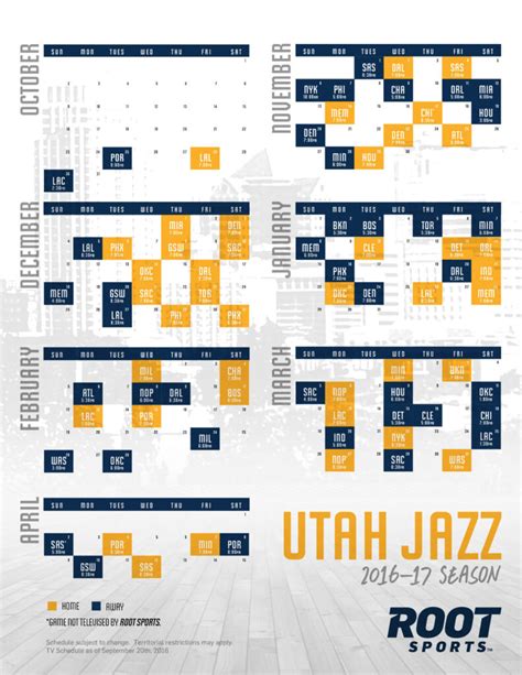 Utah Jazz Home Schedule