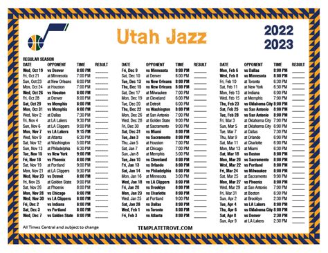 Utah Jazz Schedule Downloads