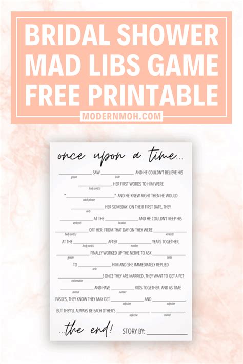 Variations of Bridal Shower Mad Libs