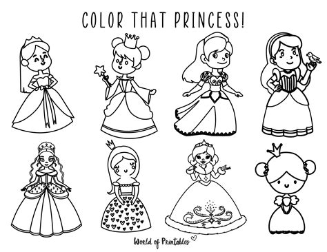 Variety of Princess Coloring Pages