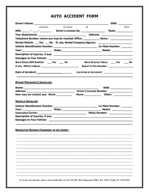 Vehicle Accident Report Form