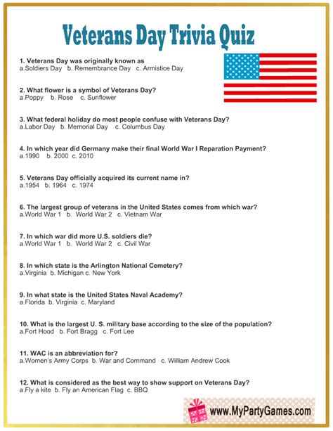 Veterans Day Quizzes