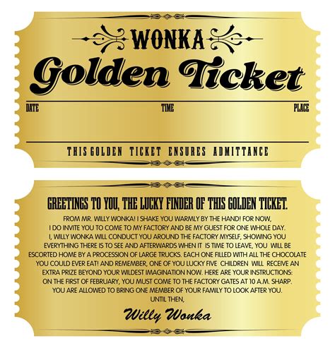 Description of Vintage Wonka Tickets