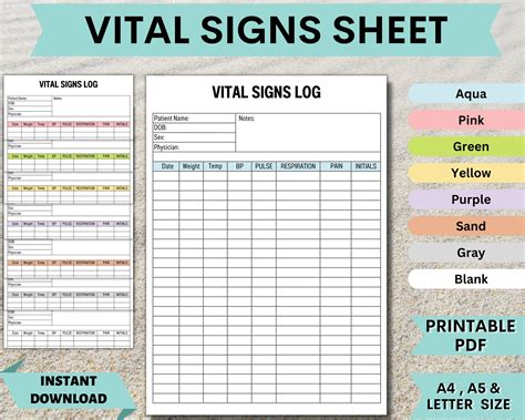 Vitals Sheet Printable Template