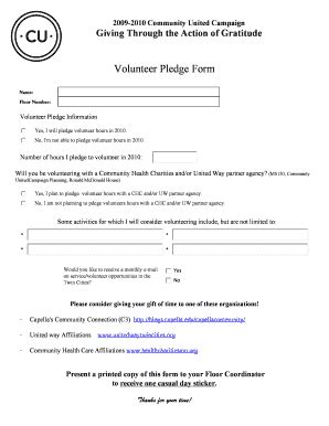 Volunteer Pledge Forms