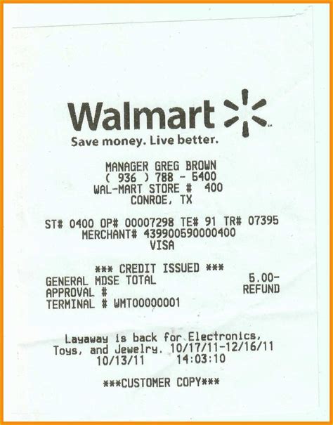 Walmart Receipt Template 5