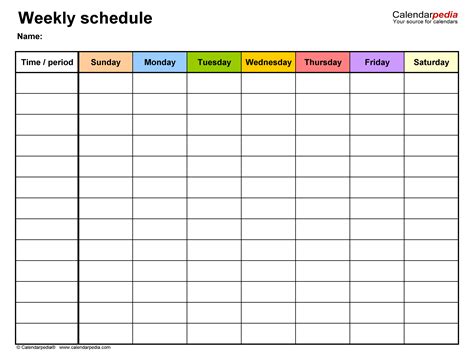 Weekly Schedule Printable