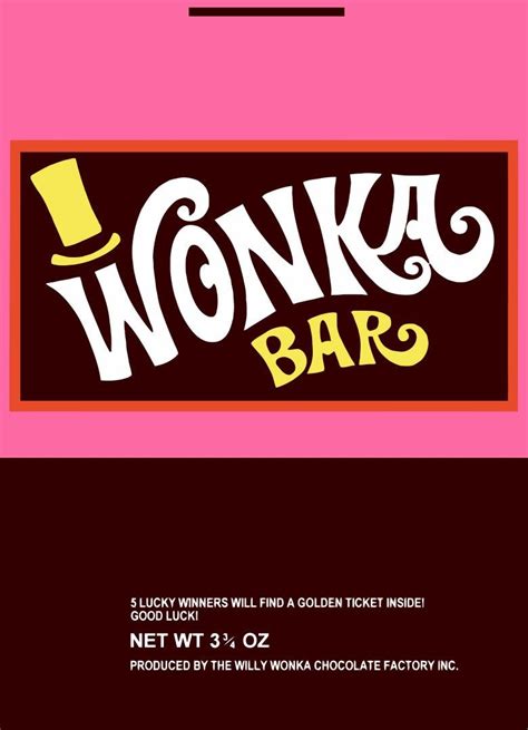 Wonka Chocolate Bar Wrapper Printable Design