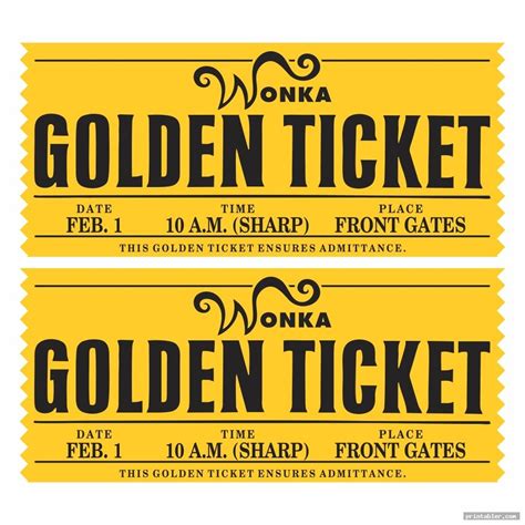 Wonka Ticket Templates for Education