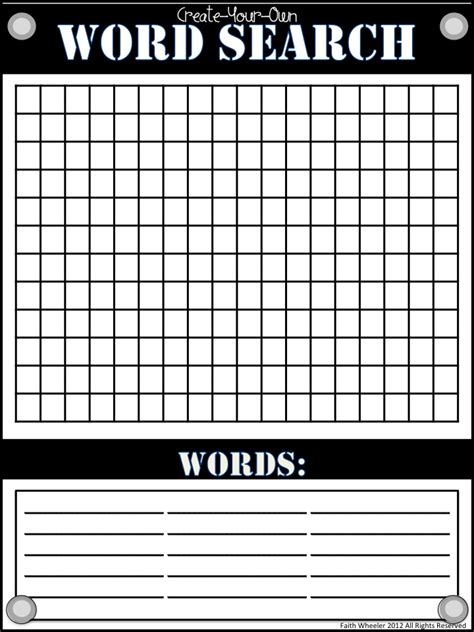 Word Search Blank Template