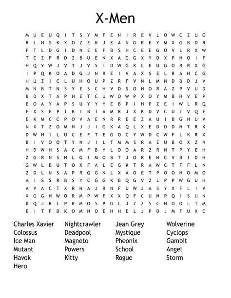 Description of X-Men Word Search Challenge