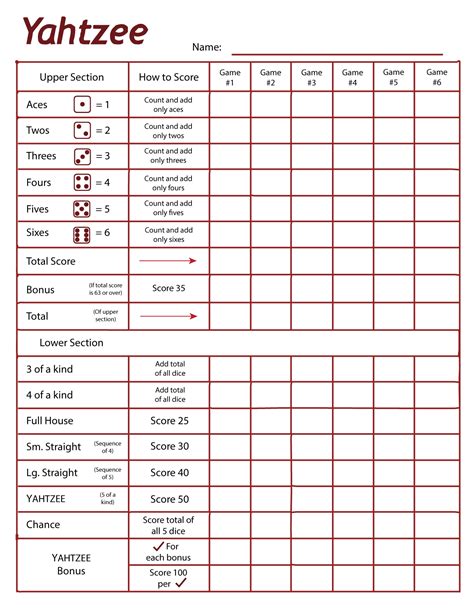 Yahtzee Score Cards Excel