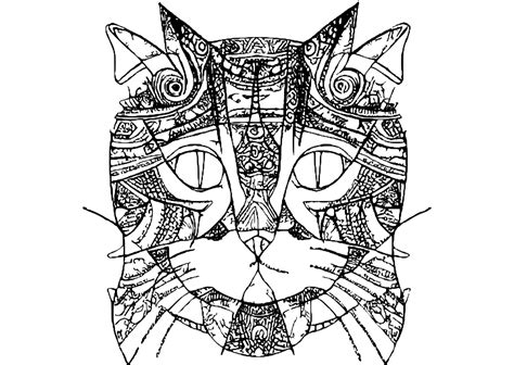 Abstract Cat Coloring Page