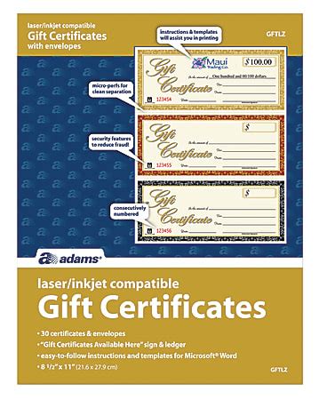 Adams Gift Certificate Template Examples