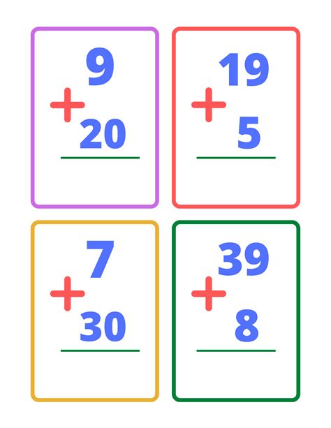 Examples of addition flashcards