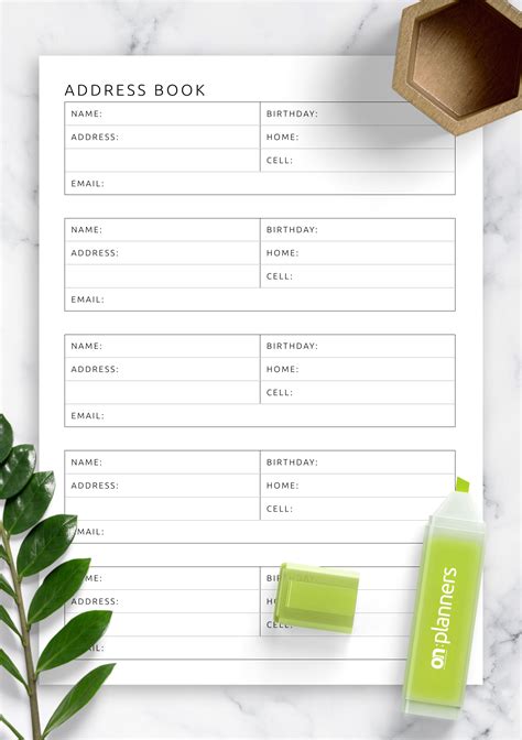 Address Book Template