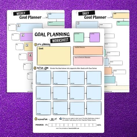 ADHD printables for goal setting