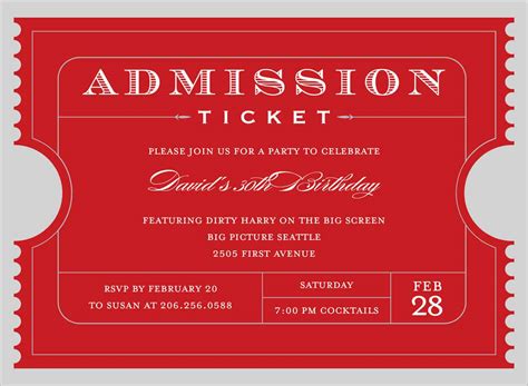 Admission ticket templates