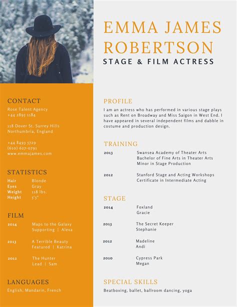 Advanced Acting Resume Template