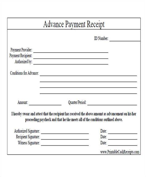 Advanced Rent Receipt Template