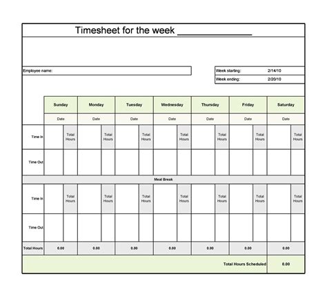 Advanced Timesheet Template Example