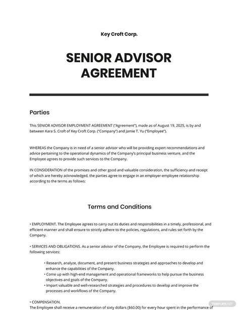 Advisor Agreement Templates