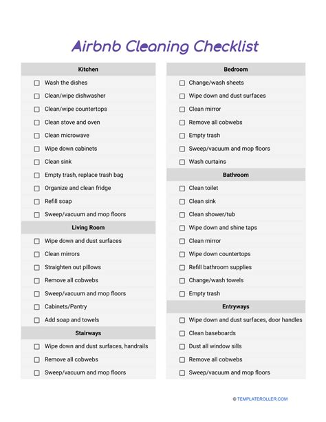 Airbnb cleaning checklist