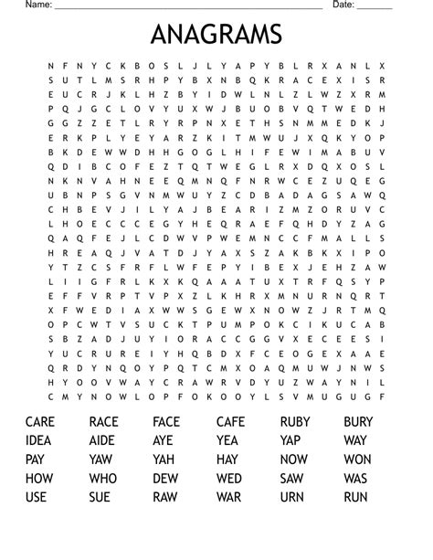 Anagram Word Search Example