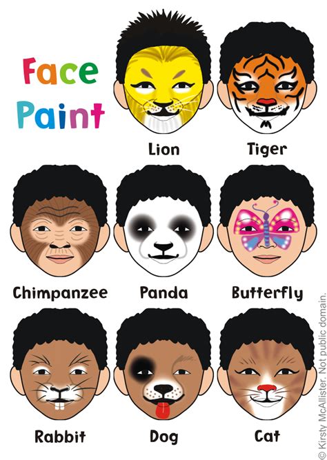 Animal face paint templates