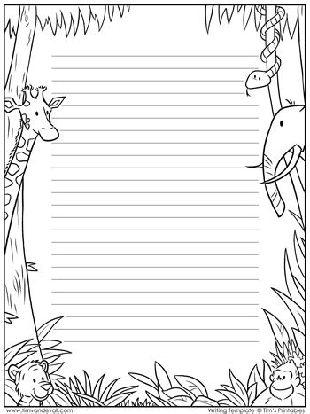 Animal themed lined paper