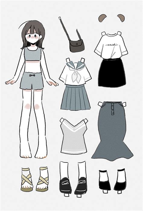 Anime paper doll template 2