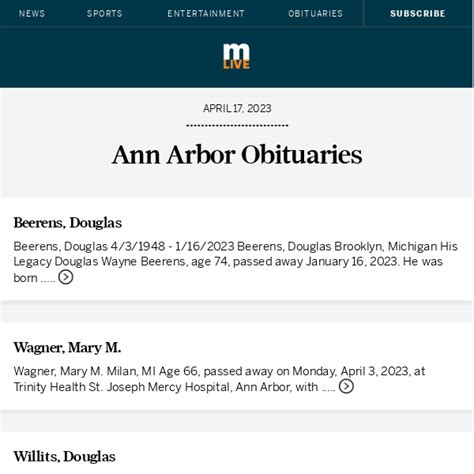 Ann Arbor Obituaries