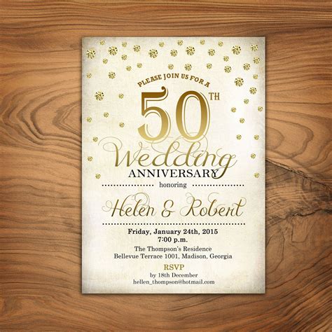 Anniversary Gold Invitation Templates