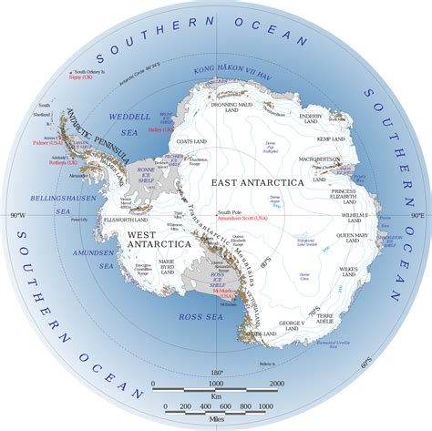 Antarctica Continent Map